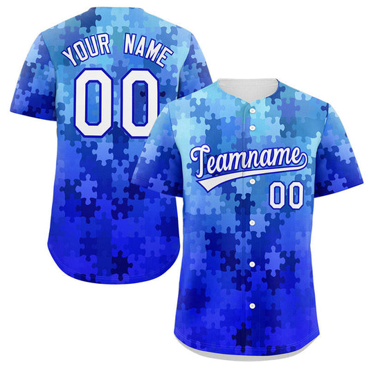 Custom Royal White-Royal Graffiti Pattern Authentic Baseball Jersey