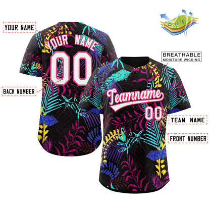 Custom Black White-Pink Graffiti Pattern Authentic Baseball Jersey