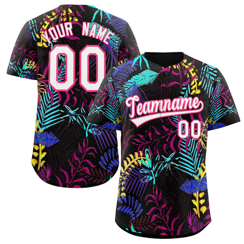 Custom Black White-Pink Graffiti Pattern Authentic Baseball Jersey