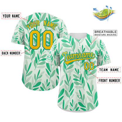 Custom White Yellow-Kelly Green Graffiti Pattern Authentic Baseball Jersey