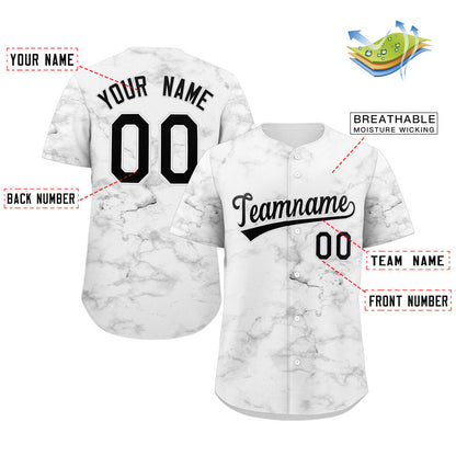 Custom White Black-White Graffiti Pattern Authentic Baseball Jersey