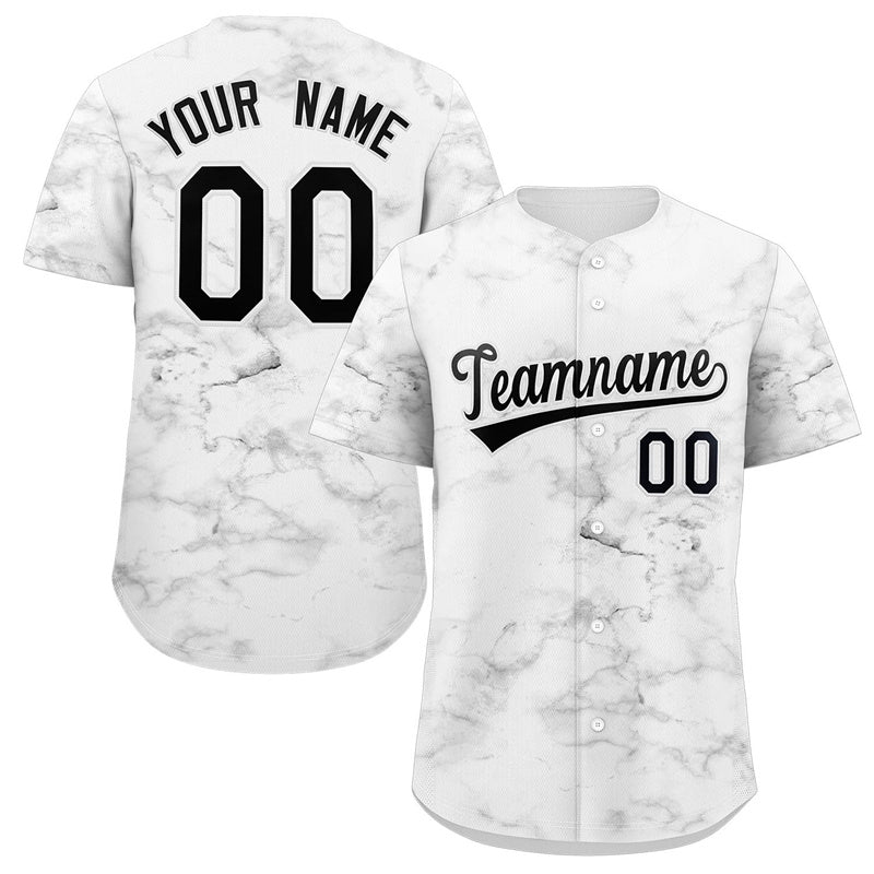 Custom White Black-White Graffiti Pattern Authentic Baseball Jersey