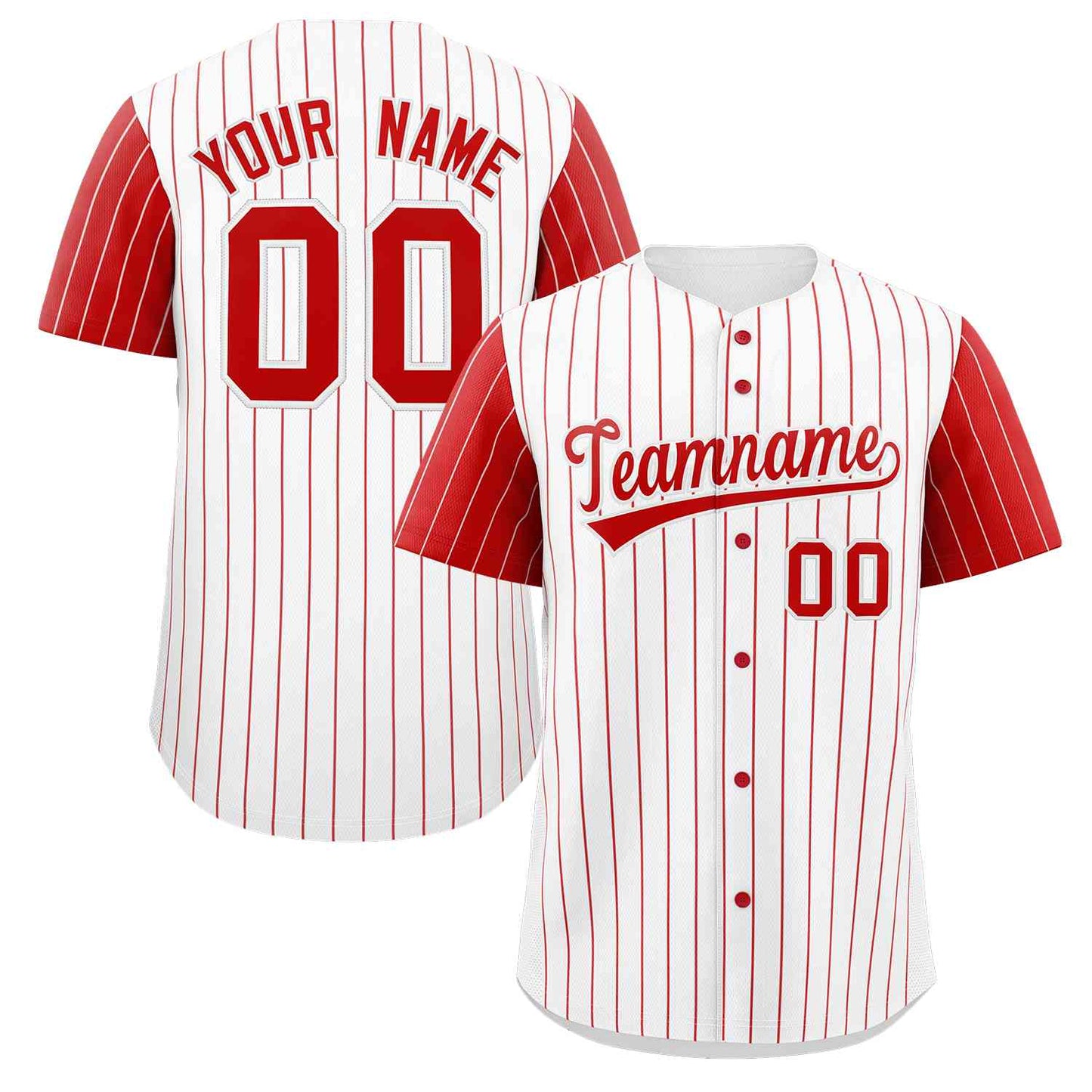 Custom White Red Stripe Fashion Raglan Sleeves Authentic Baseball Jersey