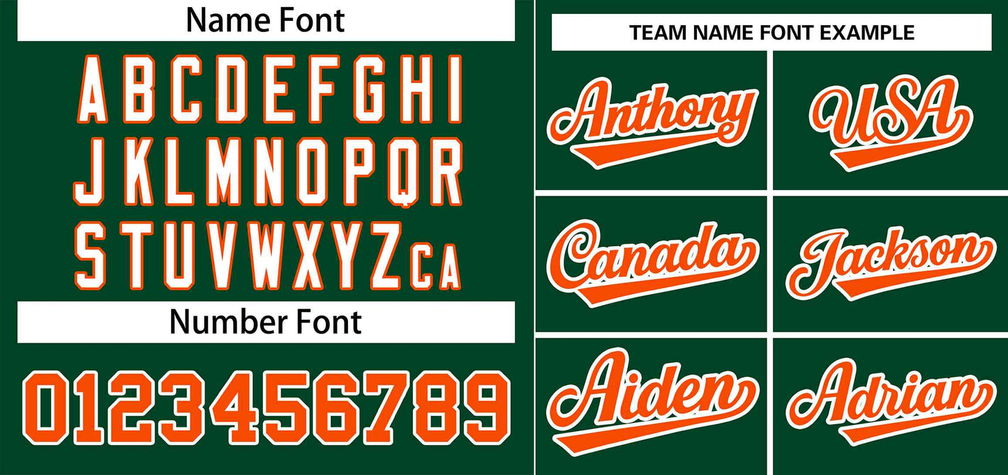 Custom Green Orange-White Stripe Fashion Raglan Sleeves Authentic Baseball Jersey