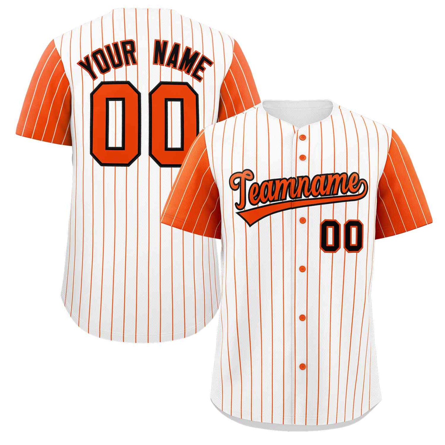 Custom White Orange-Black Stripe Fashion Raglan Sleeves Authentic Baseball Jersey