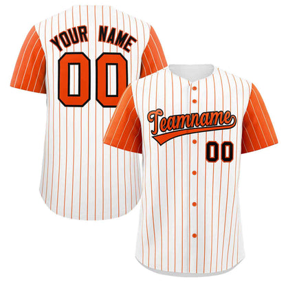 Custom White Orange-Black Stripe Fashion Raglan Sleeves Authentic Baseball Jersey