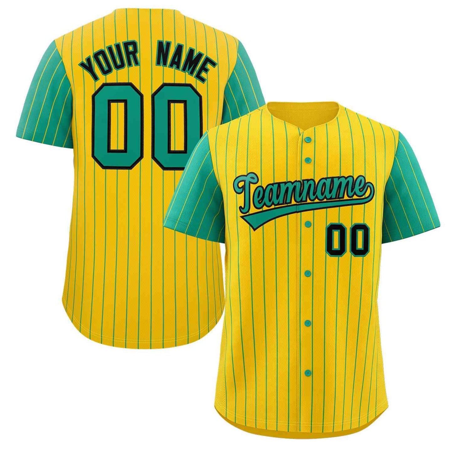 Custom Gold Teal-Black Stripe Fashion Raglan Sleeves Authentic Baseball Jersey