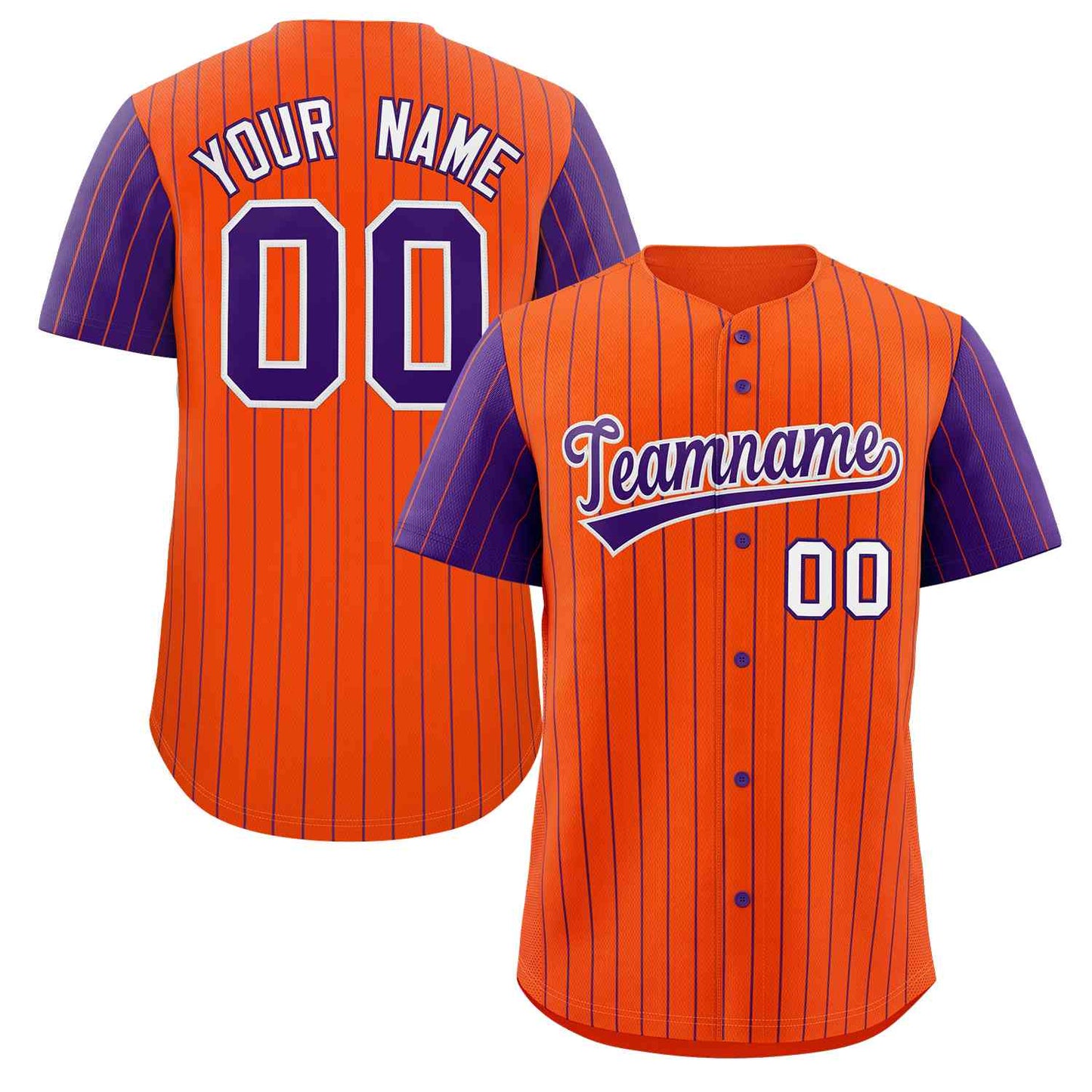 Custom Orange Purple-White Stripe Fashion Raglan Sleeves Authentic Baseball Jersey