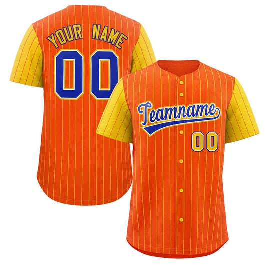 Custom Orange Royal-White Stripe Fashion Raglan Sleeves Authentic Baseball Jersey