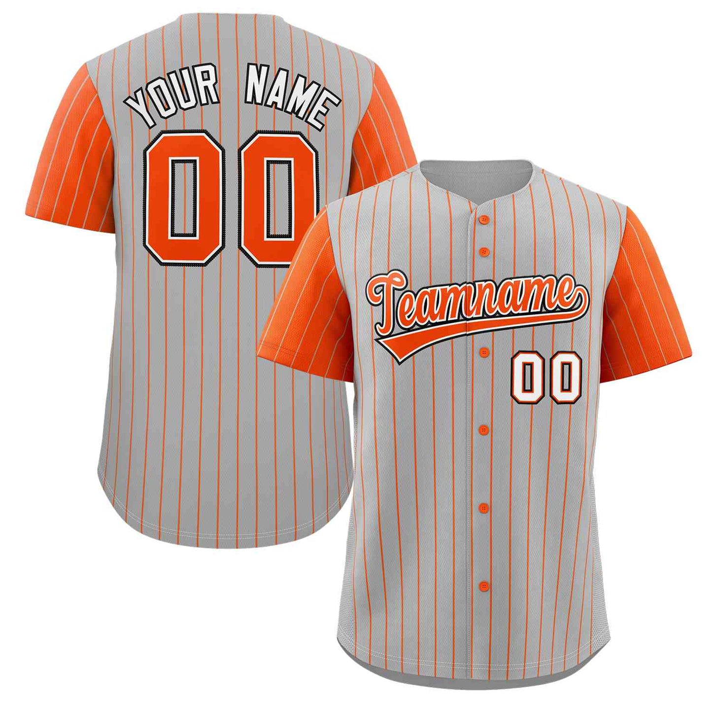 Custom Gray Orange-White Stripe Fashion Raglan Sleeves Authentic Baseball Jersey