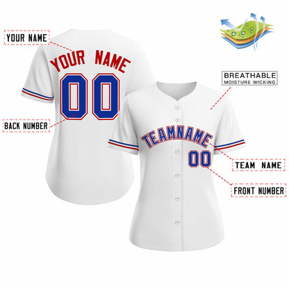 Custom White Royal Classic Style Baseball Jersey for Women