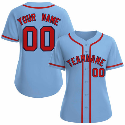 Custom Light Blue Red Navy Classic Style Baseball Jersey for Women