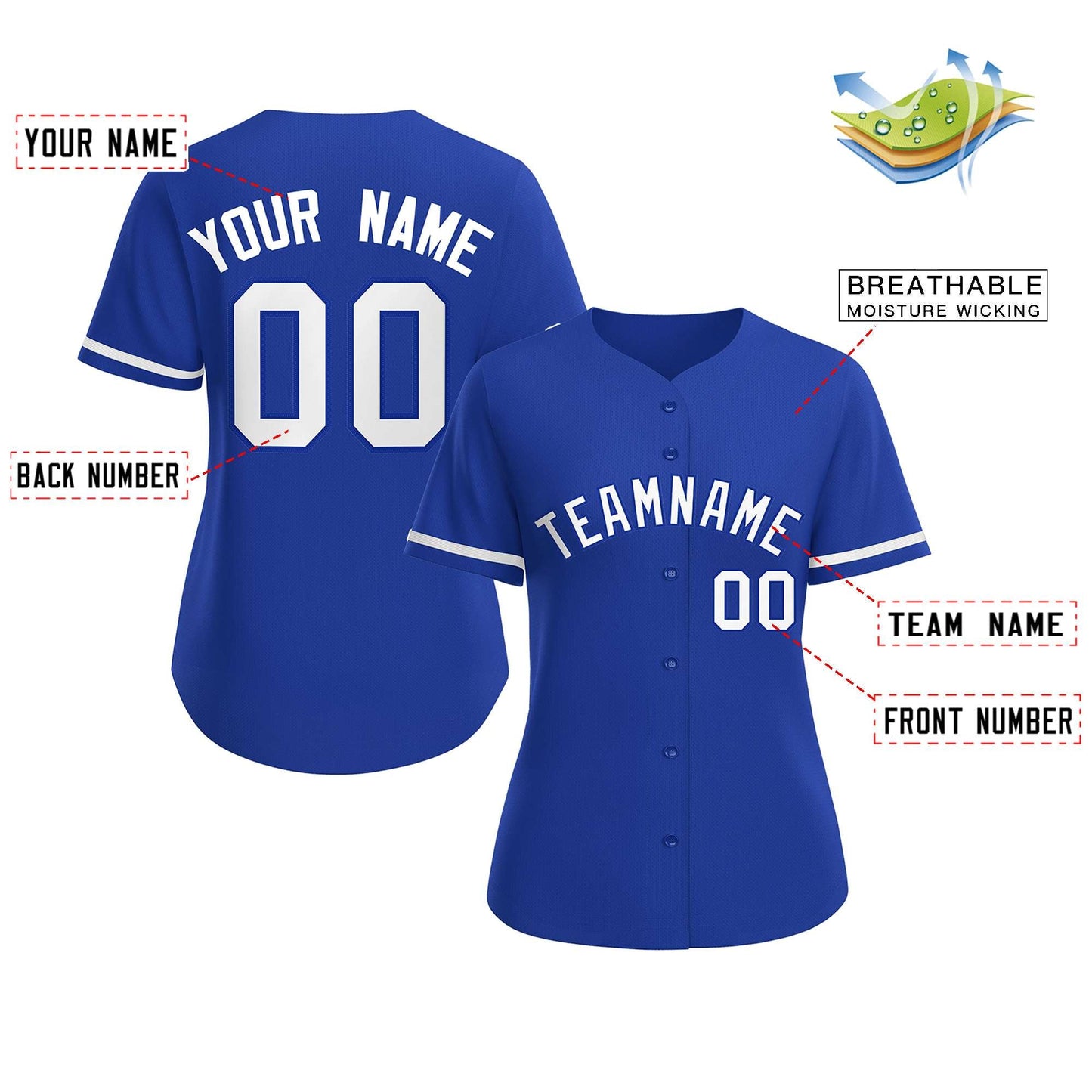 Custom Royal White-Royal Classic Style Baseball Jersey For Women