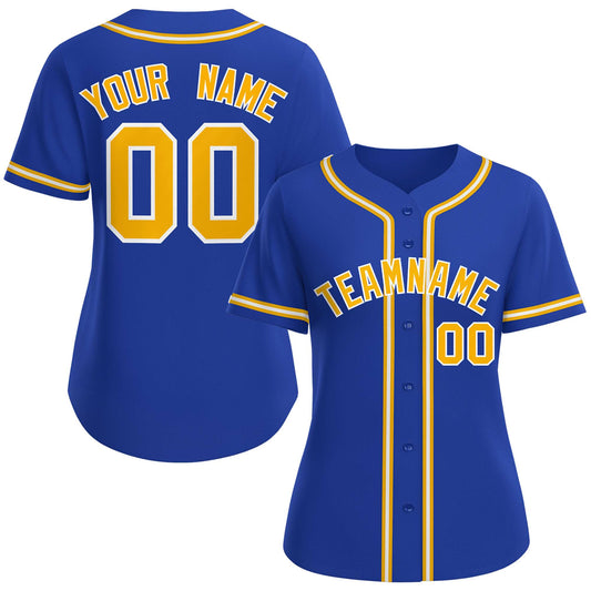 Custom Royal Gold-White Classic Style Baseball Jersey For Women