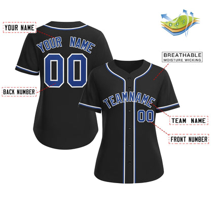 Custom Black Royal-White Classic Style Baseball Jersey For Women