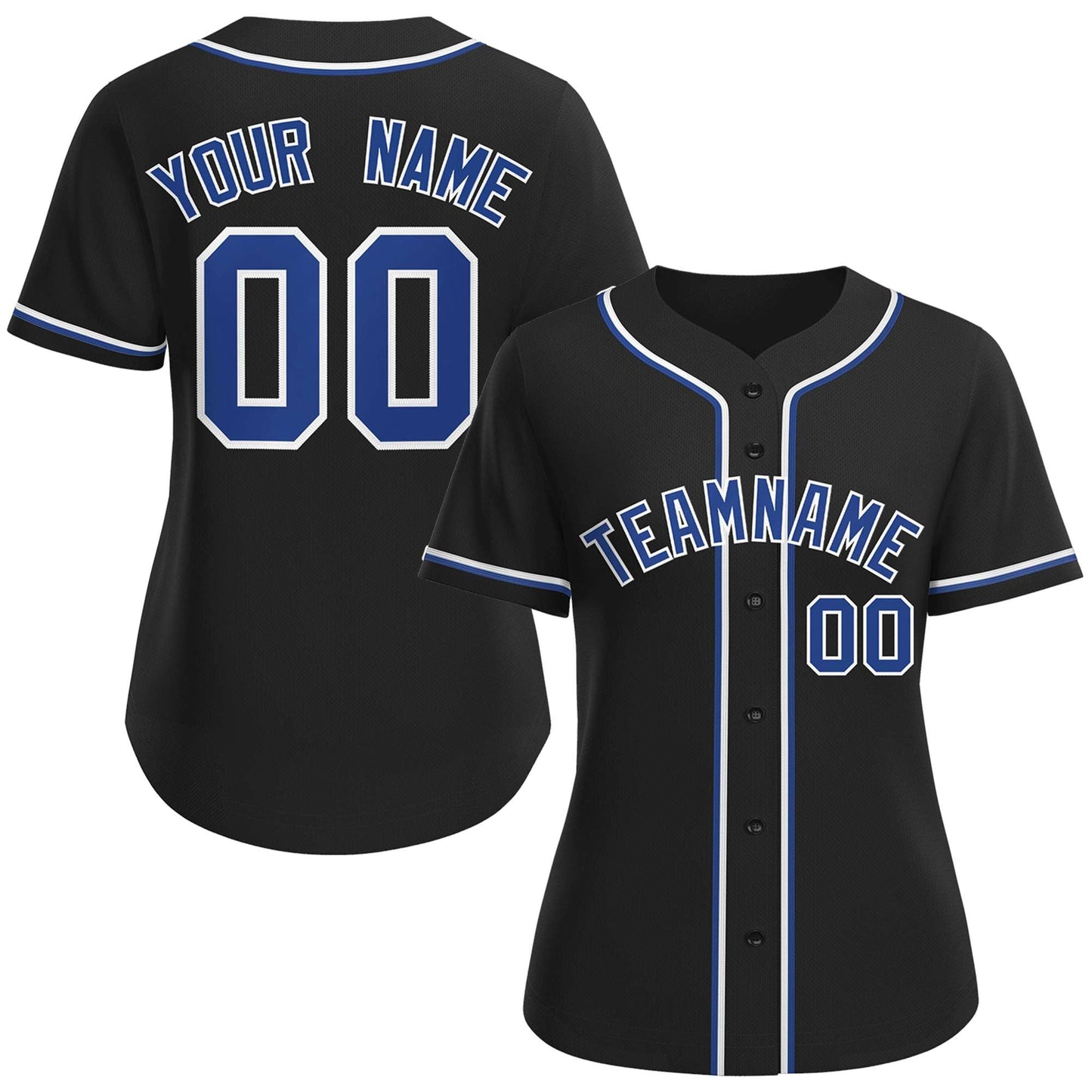 Custom Black Royal-White Classic Style Baseball Jersey For Women