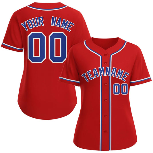 Custom Red Royal-White Classic Style Baseball Jersey For Women