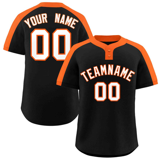 Custom Black White-Orange Classic Style Authentic Two-Button Baseball Jersey