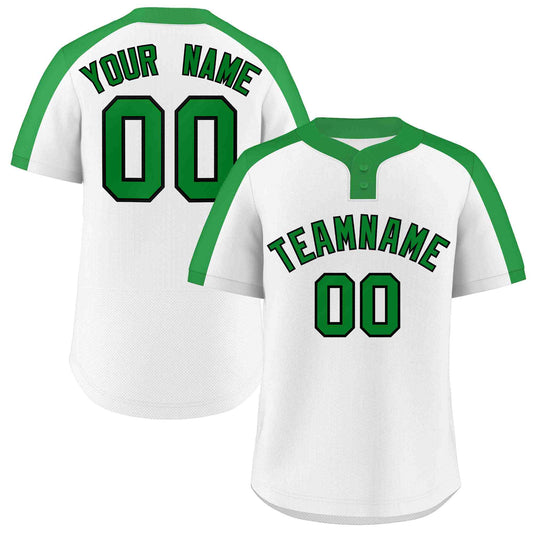 Custom White Kelly Green-Black Classic Style Authentic Two-Button Baseball Jersey