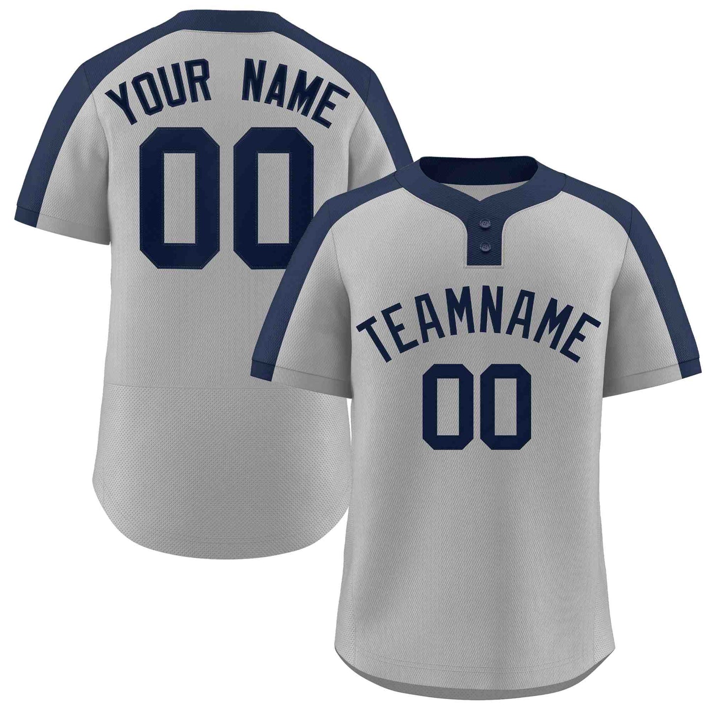 Custom Gray Navy Classic Style Authentic Two-Button Baseball Jersey