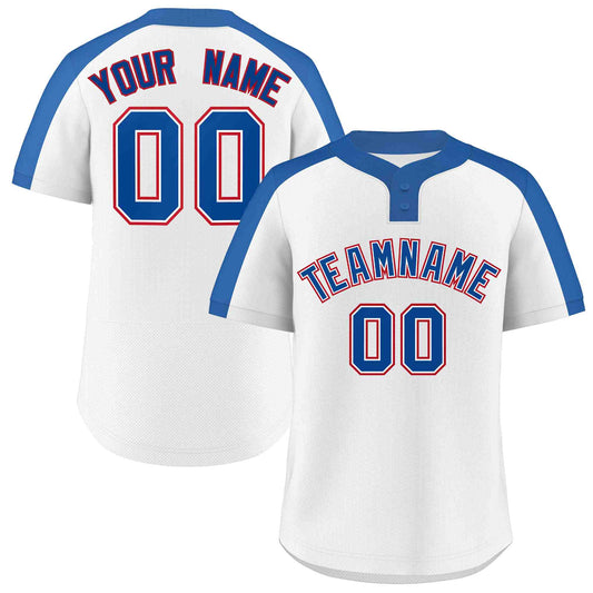 Custom White Royal-White Classic Style Authentic Two-Button Baseball Jersey