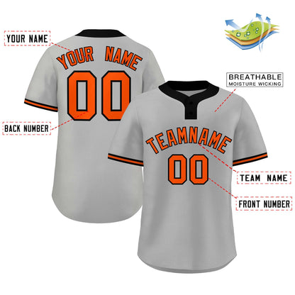 Custom Gray Orange-Black Classic Style Authentic Two-Button Baseball Jersey