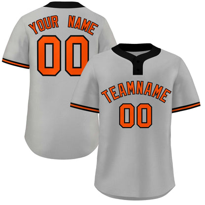 Custom Gray Orange-Black Classic Style Authentic Two-Button Baseball Jersey