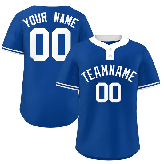 Custom Royal White Classic Style Authentic Two-Button Baseball Jersey