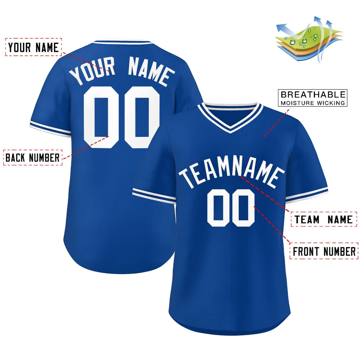 Custom Royal White Classic Style Personalized Authentic Pullover Baseball Jersey