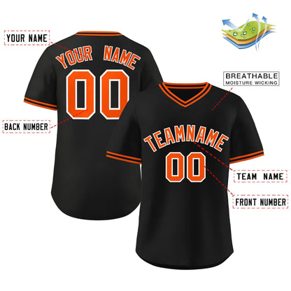 Custom Black Orange Classic Style Personalized Authentic Pullover Baseball Jersey