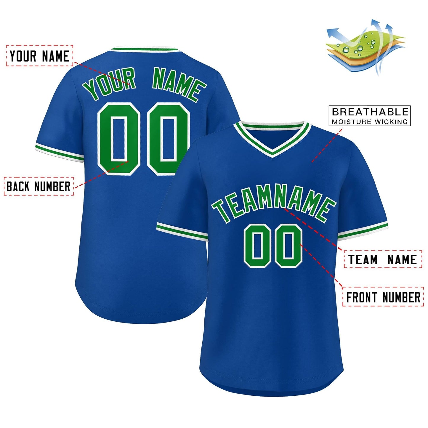 Custom Royal Green Classic Style Personalized Authentic Pullover Baseball Jersey