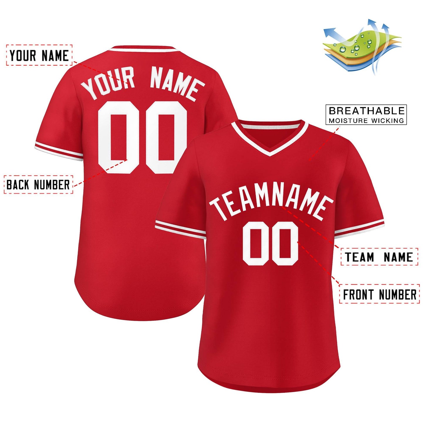 Custom White Red Classic Style Personalized Authentic Pullover Baseball Jersey