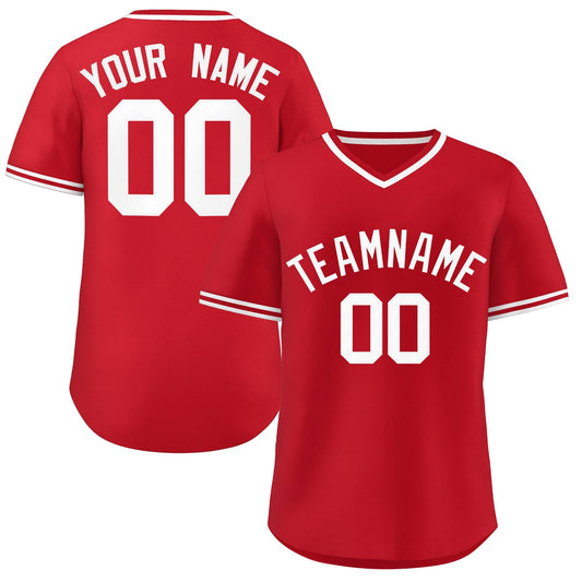 Custom White Red Classic Style Personalized Authentic Pullover Baseball Jersey