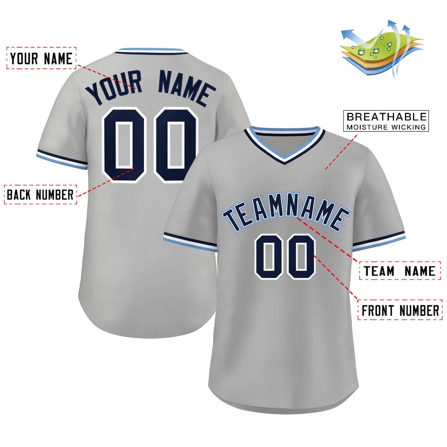 Custom Gray Royal Classic Style Personalized Authentic Pullover Baseball Jersey