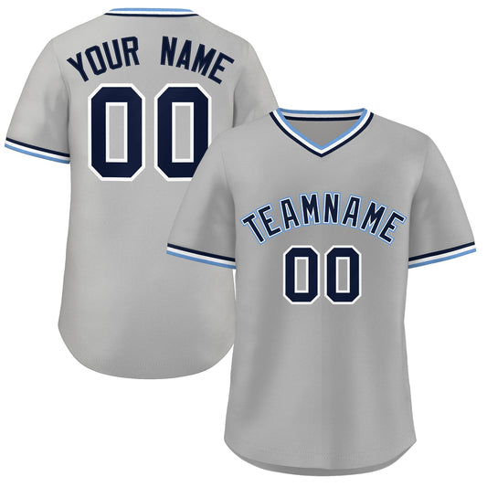 Custom Gray Royal Classic Style Personalized Authentic Pullover Baseball Jersey