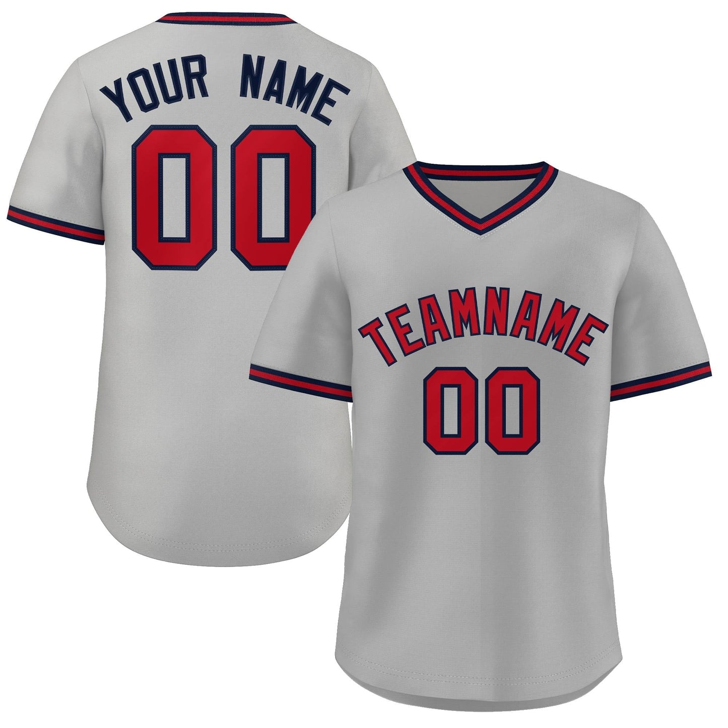 Custom White Red Navy Classic Style Personalized Authentic Pullover Baseball Jersey