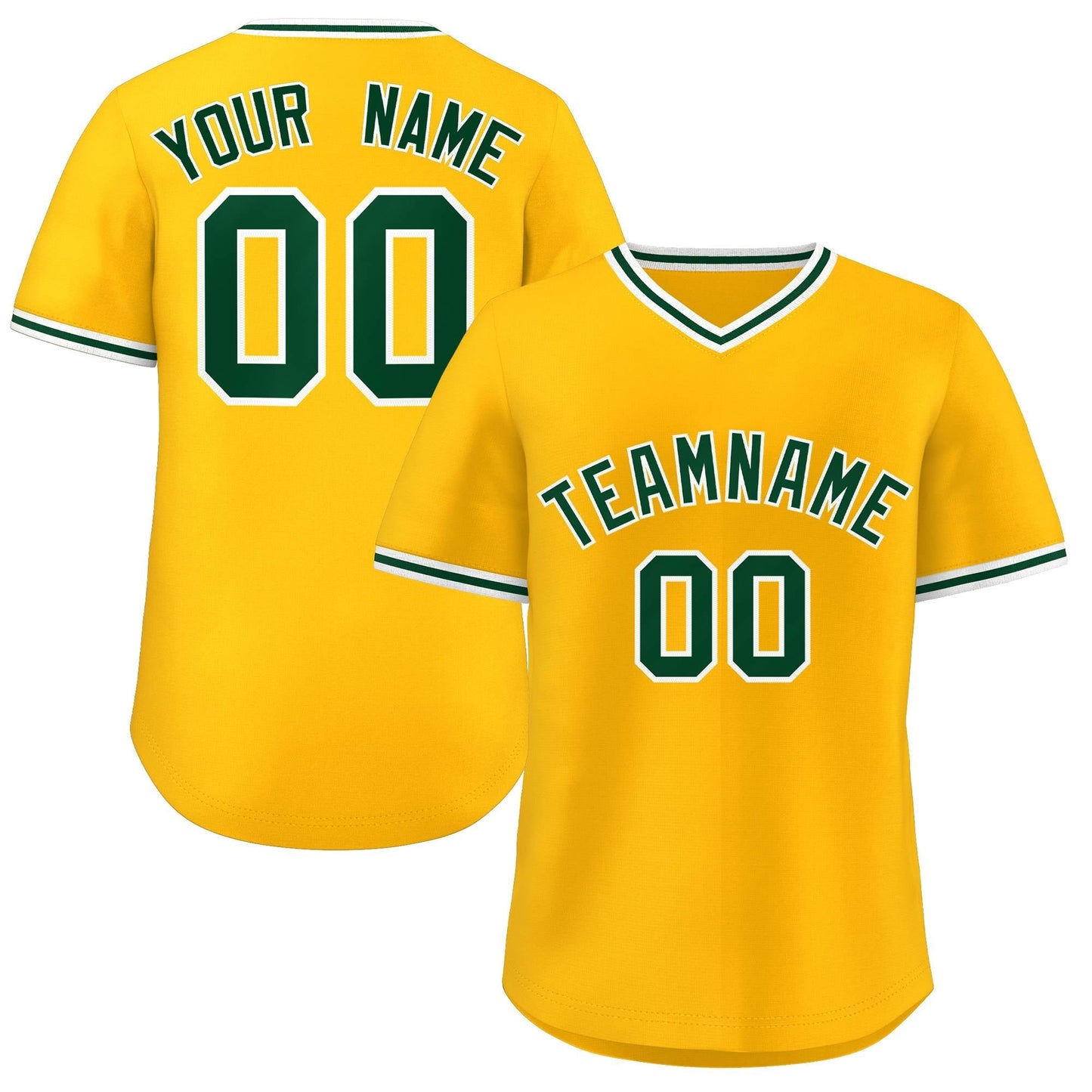 Custom Yellow Green Classic Style Personalized Authentic Pullover Baseball Jersey