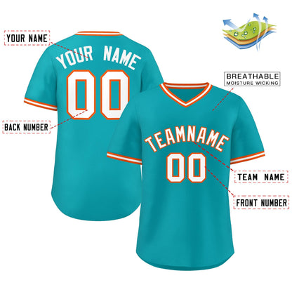 Custom Aqua Classic Style Personalized Authentic Pullover Baseball Jersey