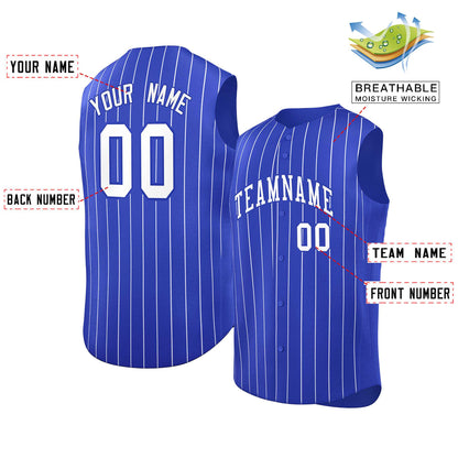 Custom Royal White-Royal Sleeveless Stripe Fashion Baseball Jersey