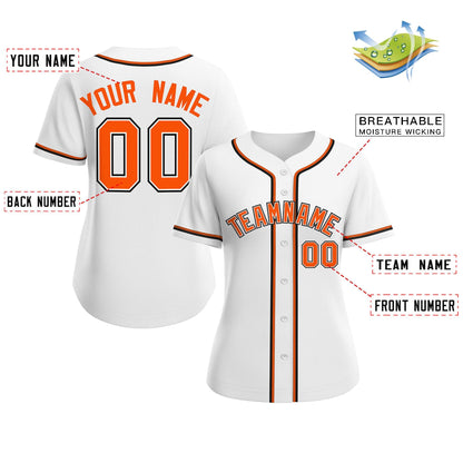 Custom White Orange-White Classic Style Baseball Jersey For Women