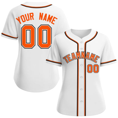 Custom White Orange-White Classic Style Baseball Jersey For Women