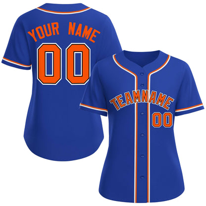 Custom Royal Orange-Black Classic Style Baseball Jersey For Women