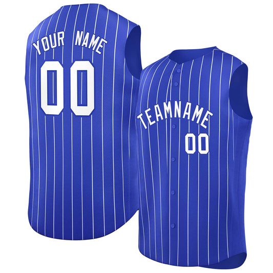 Custom Royal White-Royal Sleeveless Stripe Fashion Baseball Jersey