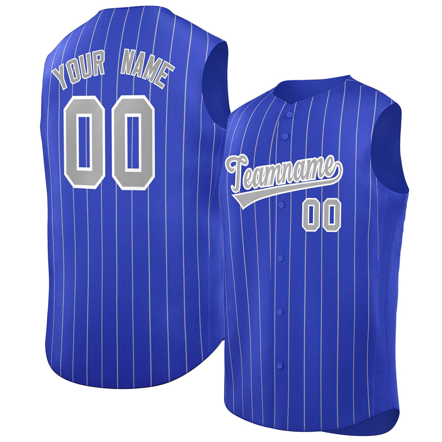 Custom Royal Gray-White Sleeveless Stripe Fashion Baseball Jersey