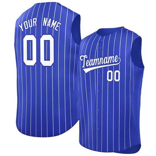 Custom Royal White-Royal Sleeveless Stripe Fashion Baseball Jersey