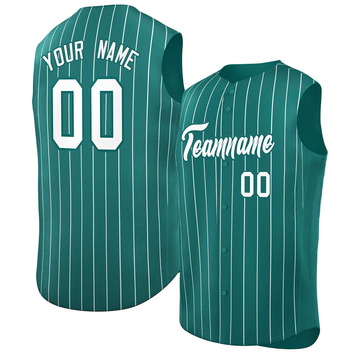 Custom Aqua White-Aqua Sleeveless Stripe Fashion Baseball Jersey