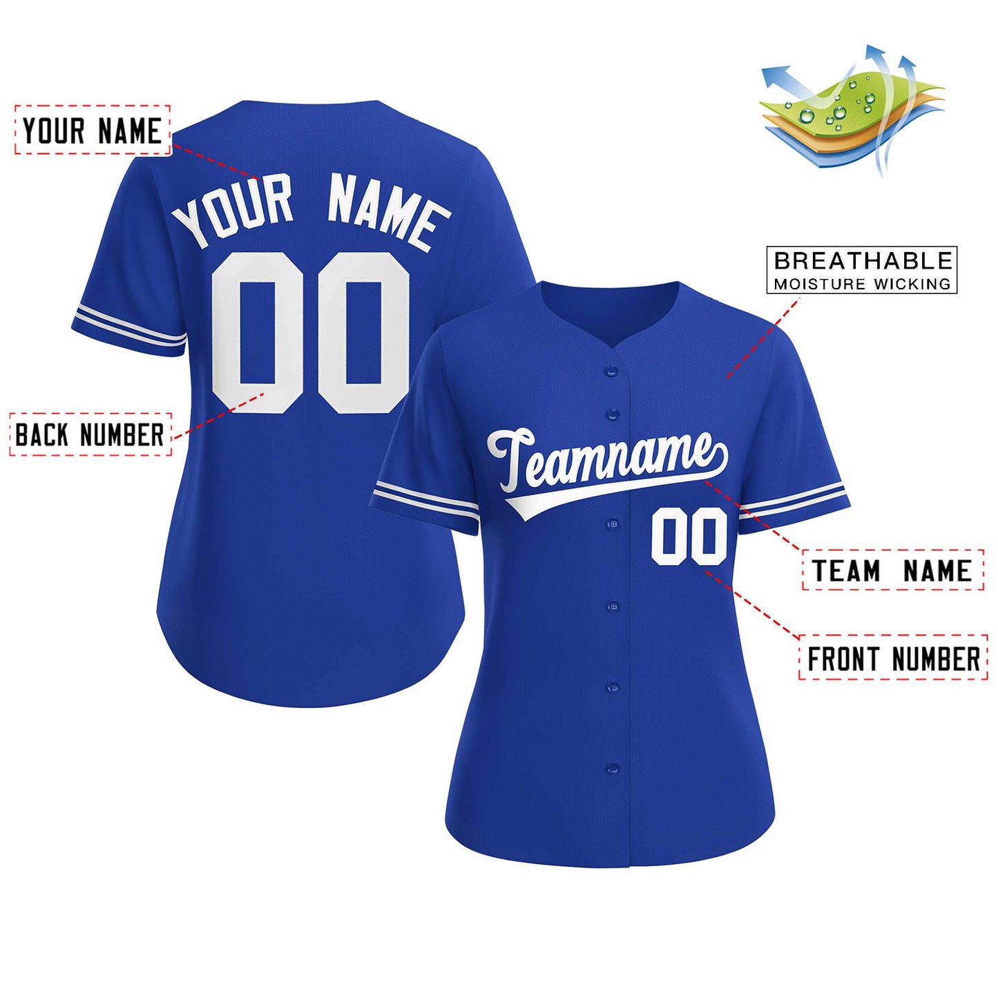 Custom Royal White Classic Style Baseball Jersey for Women