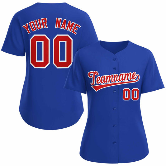 Custom Royal Red White Classic Style Baseball Jersey for Women