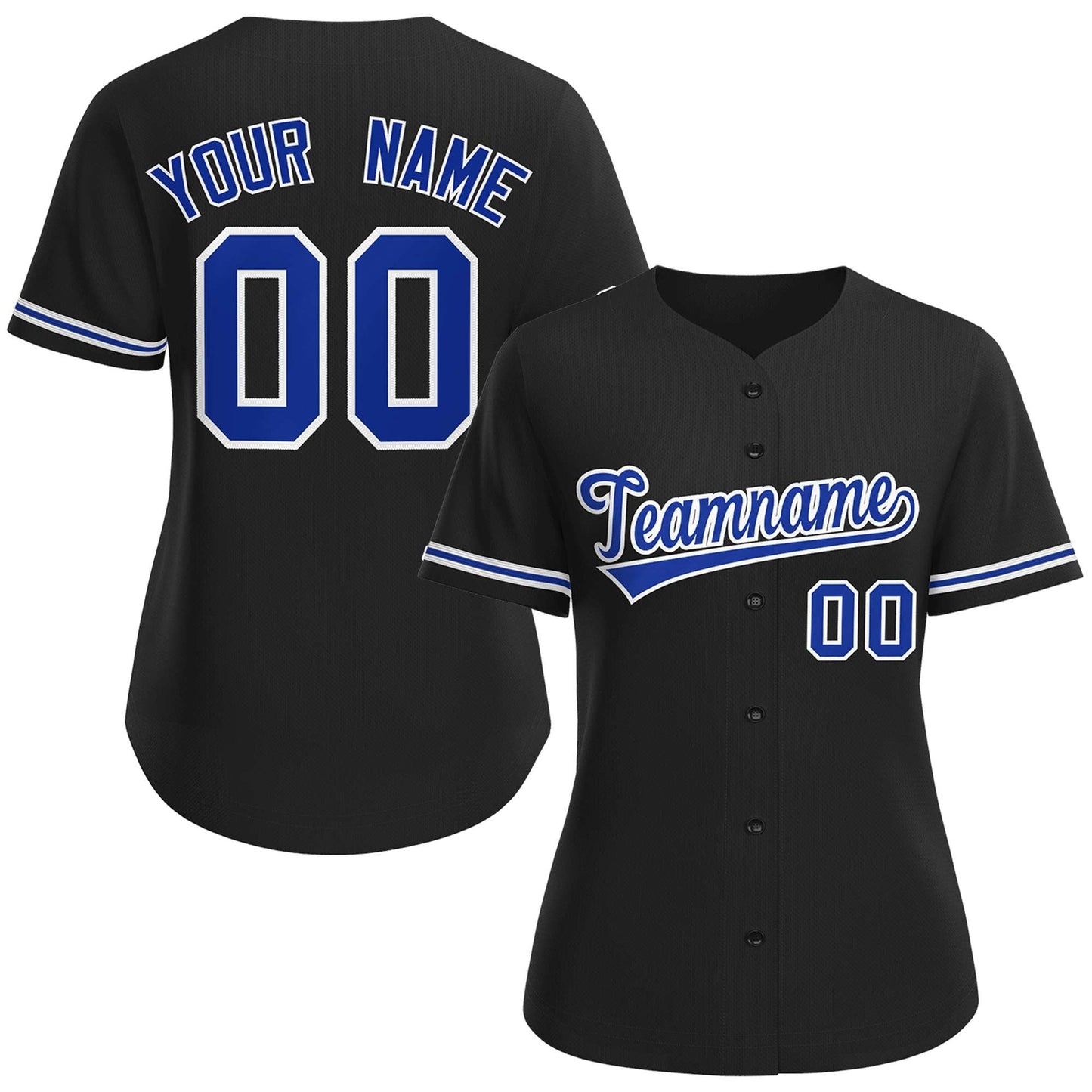 Custom Black Royal-White Classic Style Baseball Jersey For Women