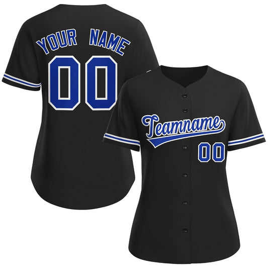 Custom Black Royal-White Classic Style Baseball Jersey For Women